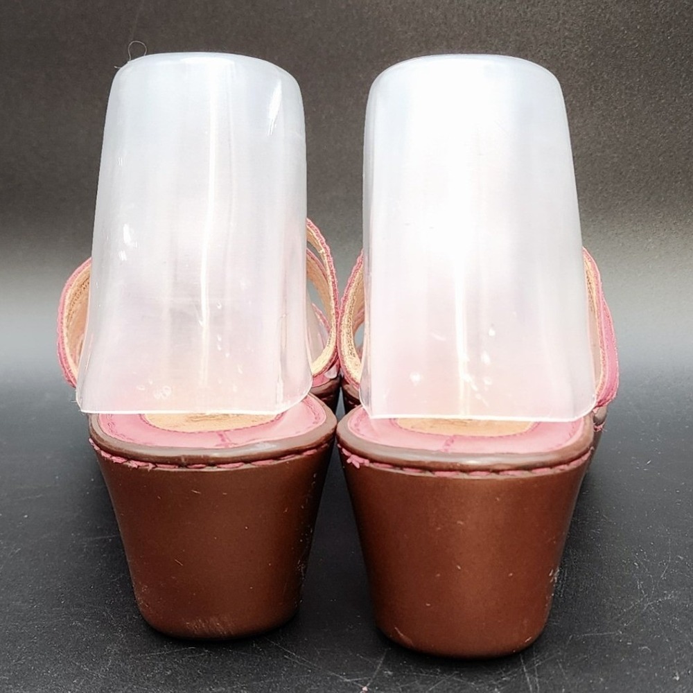 Born 8 Pink Leather Floral Wedge Sandals Boho Cottagecore Comfort Summer Slides - Picture 9 of 15